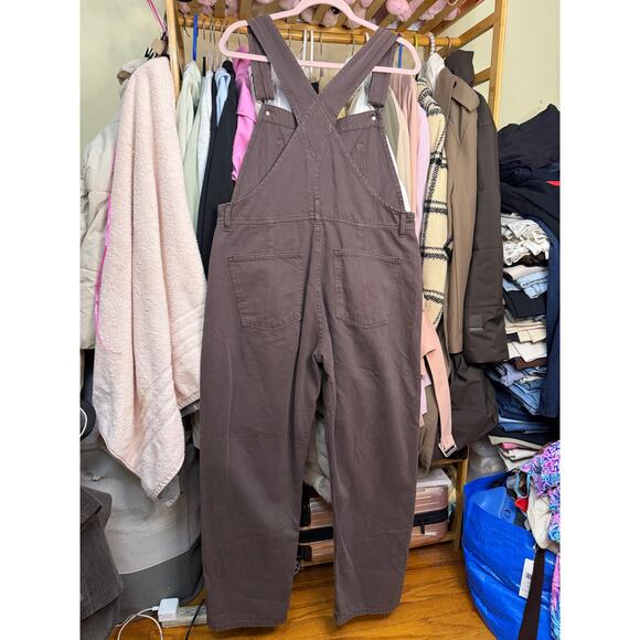 Free People We The Free Ziggy Denim Overalls Mocha Brown Size Medium Boho Earthy - Picture 6 of 16